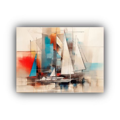 Cuadro Náutico: Pintura Marina En Lienzo De Alta Calidad 65x50cm-0
