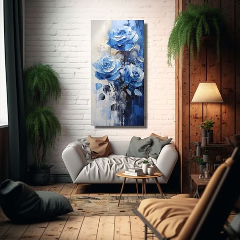 Arte De Pared Decorativo Vida Pintura De Rosas 30x60cm-2