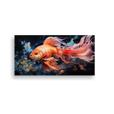 Pintura Acuarela Pez De Combate Estilo Colorido In 80x40cm-0