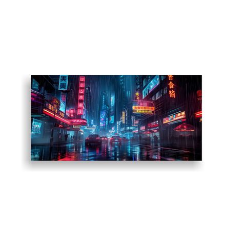 Cuadros Surrealistas Ciudad Scifi Con Letreros 160x80 Cm-0