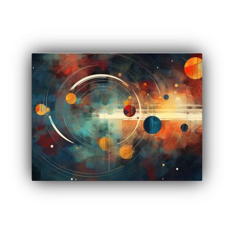 Pintura Al óleo Perdida De Círculos En El Espacio, Líneas 30x20cm-0