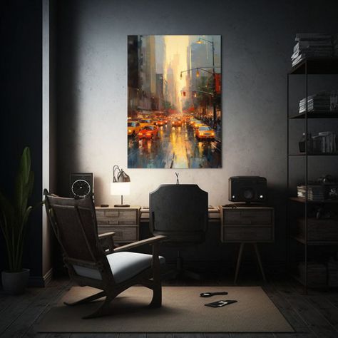 Pintura Lienzo Tela Ciudad Rodeada Tráfico 30x40 Cm-2