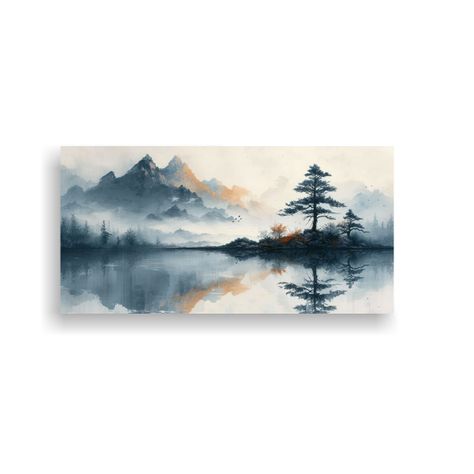 Pintura Paisajística Artesanal De Líneas 60x30cm-0
