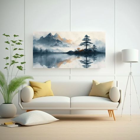 Pintura Paisajística Artesanal De Líneas 60x30cm-2