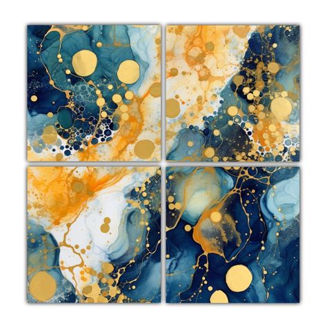 Cuatro Telas En Bastidor Abstractas De Patrón 120x120 Cm-0