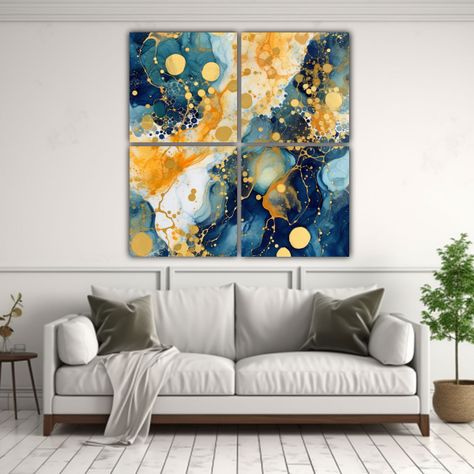 Cuatro Telas En Bastidor Abstractas De Patrón 120x120 Cm-2