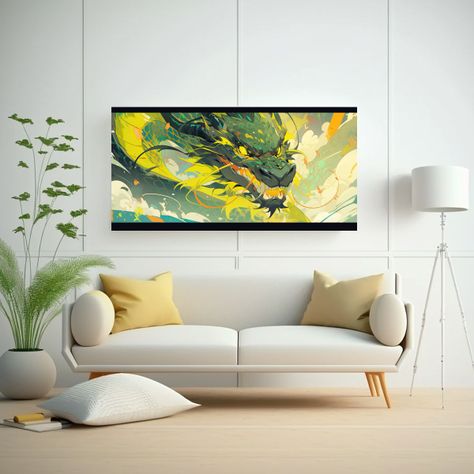 Cuadro Floral Inspirado En Un Dragón En Colores 100x50cm-2