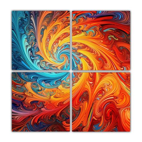 Pinturas Cuatro Artes: Vórtice Psicodélico 140x140 Cm-0