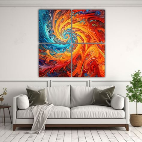 Pinturas Cuatro Artes: Vórtice Psicodélico 140x140 Cm-2