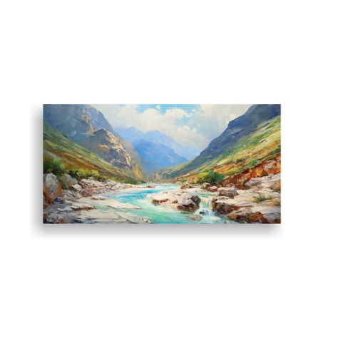 Cuadro Decorativo De Un Arroyo Bajo El Cielo Azul 100x50cm-0