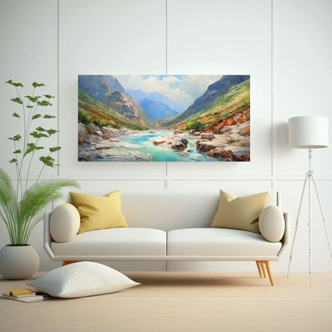 Cuadro Decorativo De Un Arroyo Bajo El Cielo Azul 100x50cm-2
