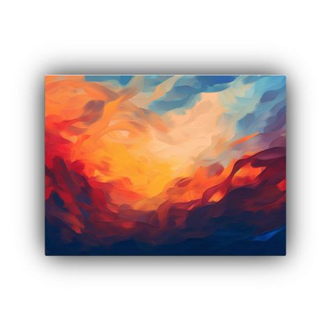 Cuadro Abstracto De Atardecer Con Cálidos Colores Intensos 50x40cm-0