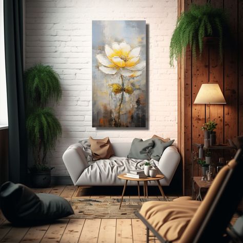 Pintura En Lienzo Estilo Dormitorio De Loto 20x40cm-2