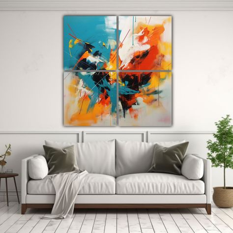 Cuadros Abstractos Energéticos De Pintura Moderna 160x160 Cm-2