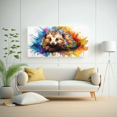 Pintura Moderna De Un Puercoespín En Colores 100x50cm-2