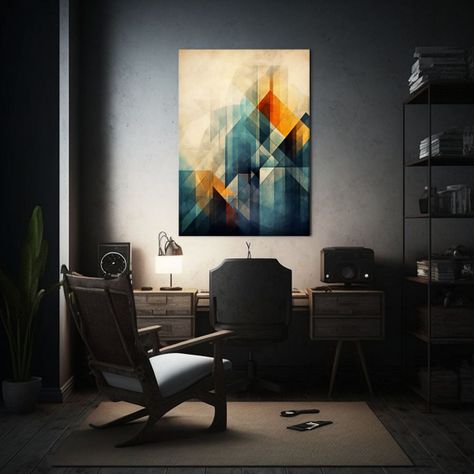 Tela En Bastidor Geométrica Abstracta Resistente 40x60cm-2