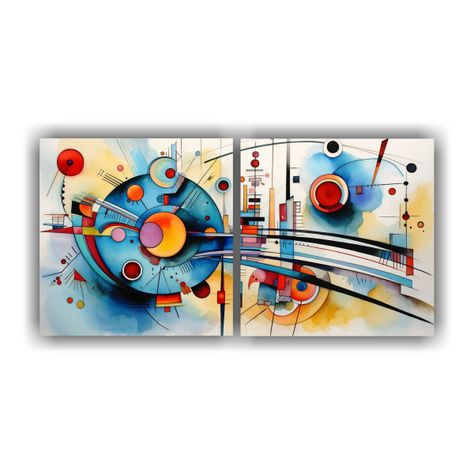 Pinturas Abstractas Acuarelas Kandinsky: Impacto 160x80 Cm-0