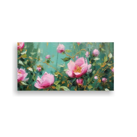 Cuadro Decorativo Pintura Acrílica Flores Rosas 60x30cm-0