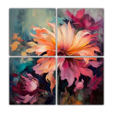 Cuadros Decorativos Con Flores Grandes En Fondo 60x60 Cm-0