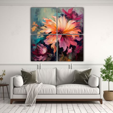 Cuadros Decorativos Con Flores Grandes En Fondo 60x60 Cm-2