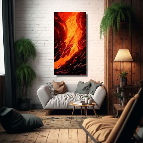 Arte De Pared Estilo Galería: Fuente De Fuego 40x80cm-2