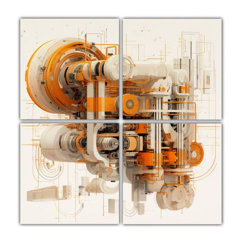Cuadro Imagen Impactante: Un Diseño Mecánico 100x100 Cm-0