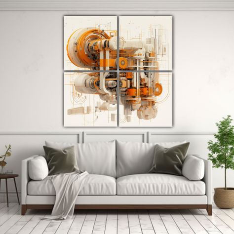 Cuadro Imagen Impactante: Un Diseño Mecánico 100x100 Cm-2