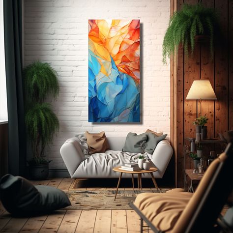 Pintura Abstracta Con Líneas Y Formas 50x100cm-2
