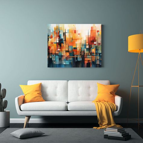 Pintura Acuarela Reflejo Ciudad Con Edificios 30x20cm-2