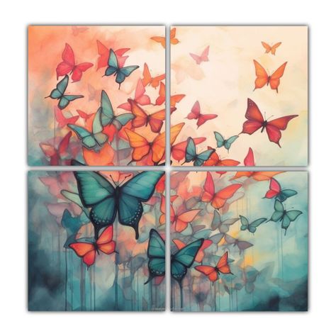 Pinturas Estilo Disney Con Mariposas Voladoras Y 120x120 Cm-0