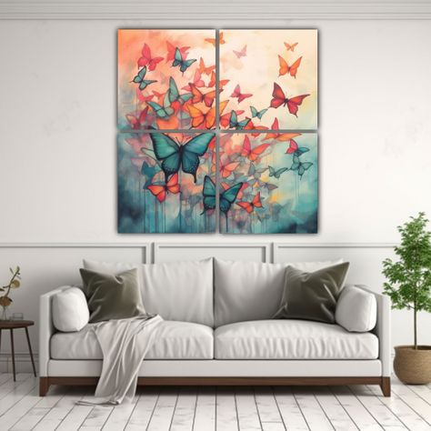 Pinturas Estilo Disney Con Mariposas Voladoras Y 120x120 Cm-2