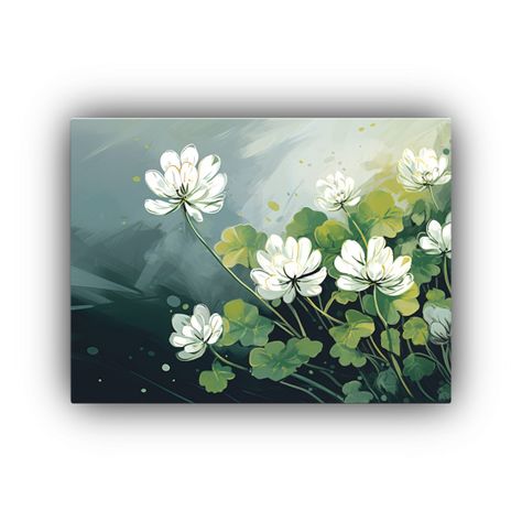 Pinturas Decorativas Modernas De Trébol En Colores Blancos, 45x30cm-0