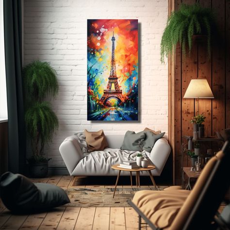 Pintura Decorativa Vintage De La Torre Eiffel En 50x100cm-2