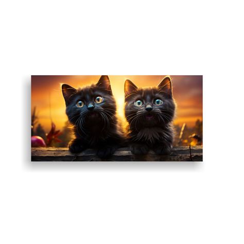 Cuadro De Gama De Colores: Grupo De Gatos Negros 100x50cm-0