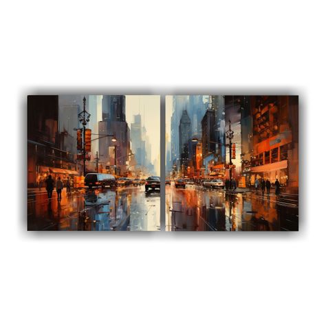 Cuadro Composición Figuras Calle Ciudad Variadas 120x60 Cm-0