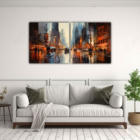 Cuadro Composición Figuras Calle Ciudad Variadas 120x60 Cm-2