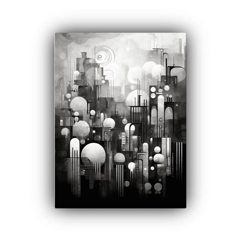 Pinturas Decorativas En Blanco Y Negro Abstractas 50x65 Cm-0