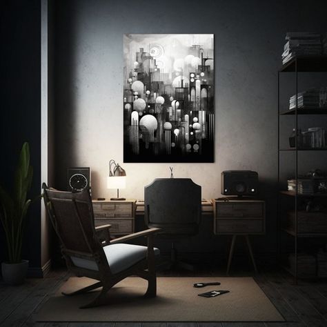 Pinturas Decorativas En Blanco Y Negro Abstractas 50x65 Cm-2