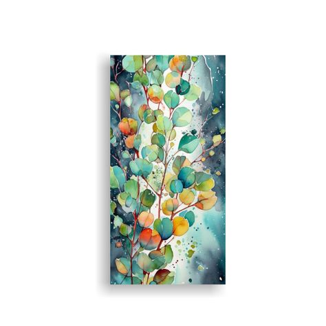 Pintura De Pared Abstracta Con Hojas De Eucalipto 40x80cm-0