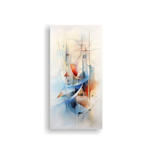 Pinturas Acuarelas Marinas Abstractas En Bastidor 40x80cm-0