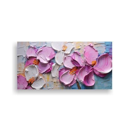 Pintura Abstracta De Orquídeas En Dormitorio 100x50cm-0