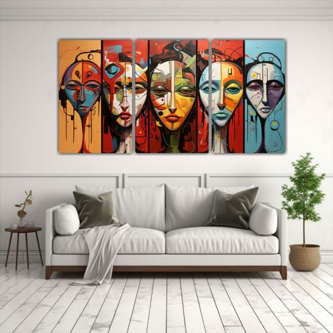 Cuadros Abstractos Figuras Humanas En Movimiento 240x120 Cm-2