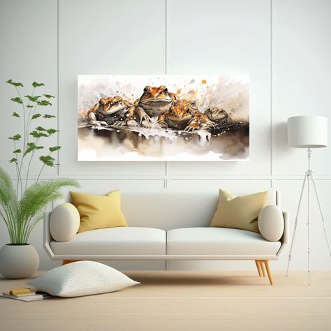 Lienzo Decorativo De Ranas Y Sapos En Colores Marr 100x50cm-2