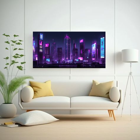 Cuadro Tela Canvas Exposición Ciudad Con Luces 140x70cm-2