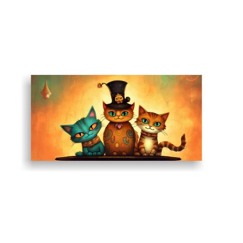 Cuadro Gatos Perched On Stack Mirando Al Cielo, 80x40cm-0