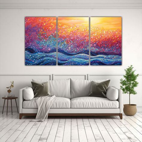 Pinturas De Decoración En Estilo Puntillismo 90x45 Cm-2