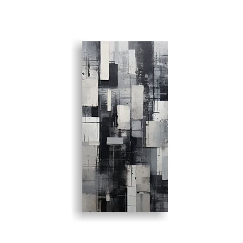 Cuadro Urbano En Blanco Y Negro Con Texturas 60x120cm-0
