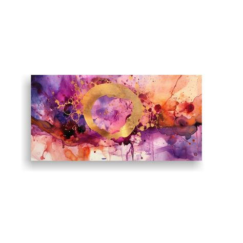 Cuadro Circular Baño Púrpura Pintura Tinta 100x50cm-0