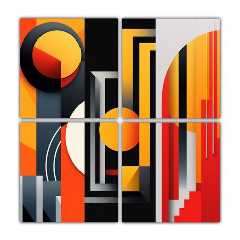 Decoración Con Cuadros Acuarela Formación Radio 100x100 Cm-0