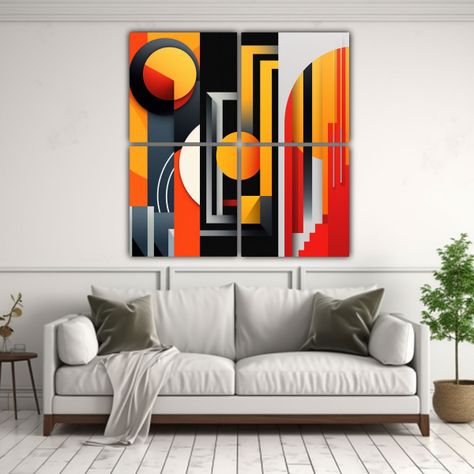 Decoración Con Cuadros Acuarela Formación Radio 100x100 Cm-2